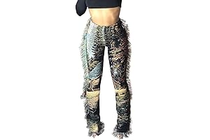 Women's Hippie Fringe Printed Tassel Pants: Bohemian Style for 9th Street Women