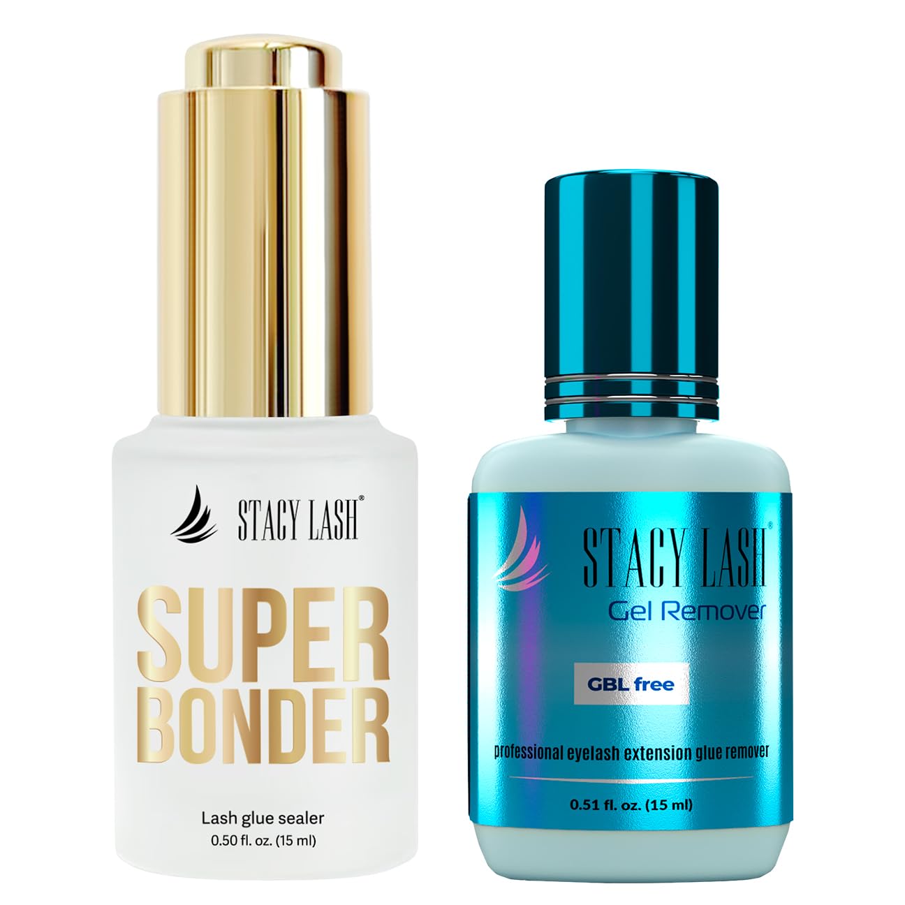 Super Bonder 15ml & Lash Remover for Eyelash Extensions 15ml / Lash Bonder for Eyelash Extensions/Locks Eyelash Glue Fumes / 60 Sec Dissolution Lash Glue Remover/Lash Extension Supplies