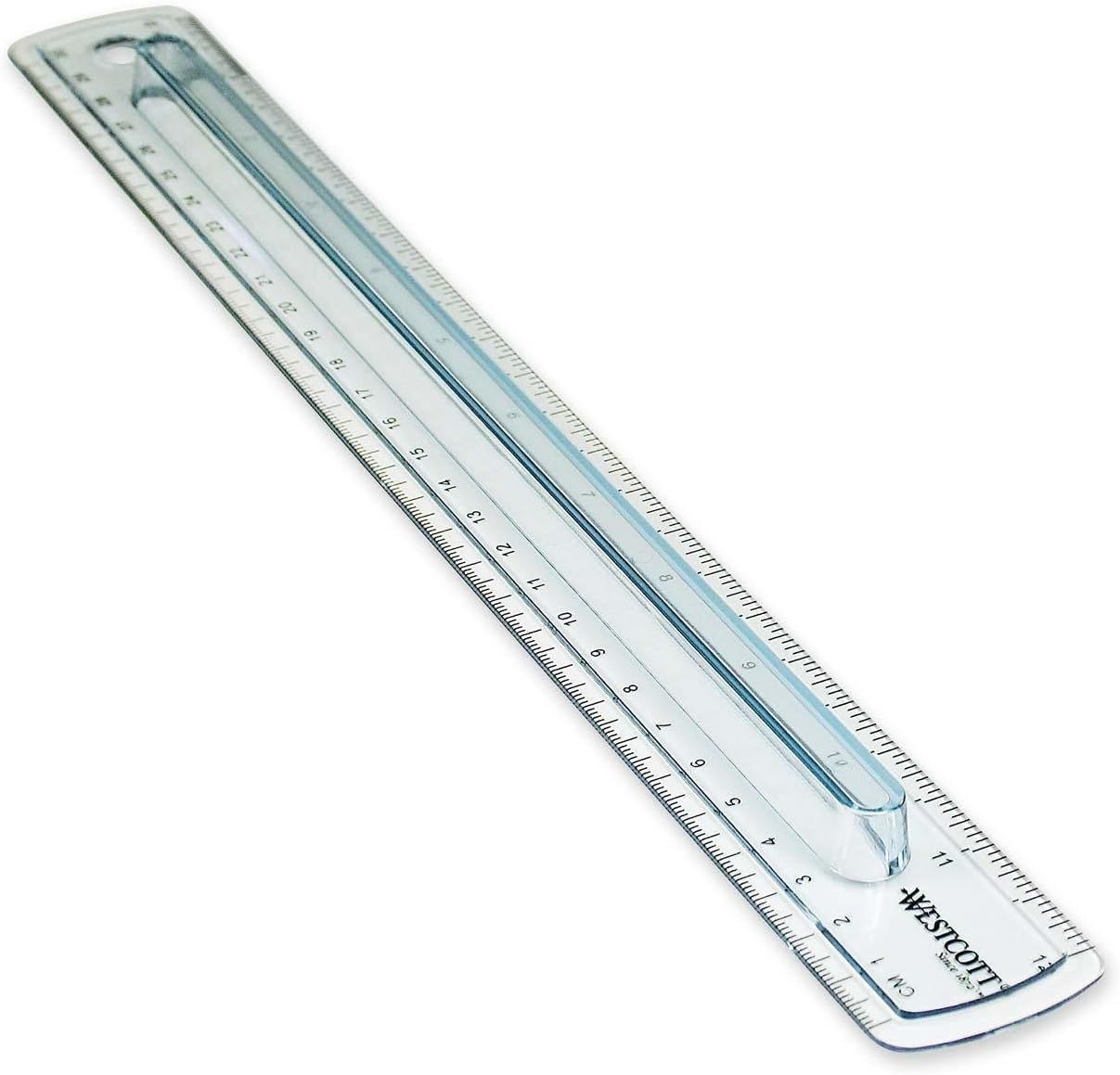 Westcott Finger Grip Ruler, Back-to-School, Smoke Gray, School Supplies, Classroom Supplies, 12-Inch