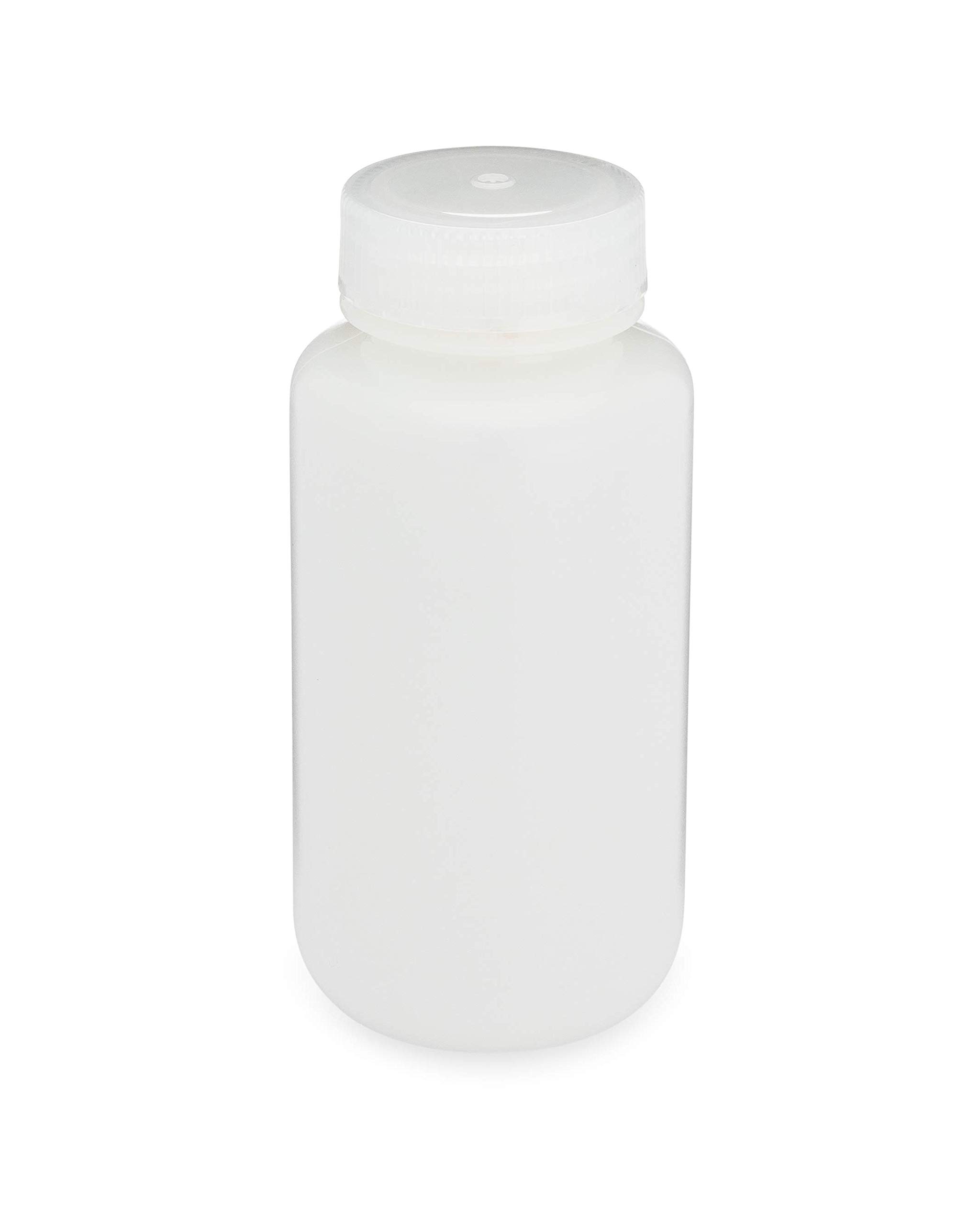 1155L47 - Botella de boca ancha redonda HDPE con cierre de polipropileno, 250 ml, 12 unidades, 72 unidades
