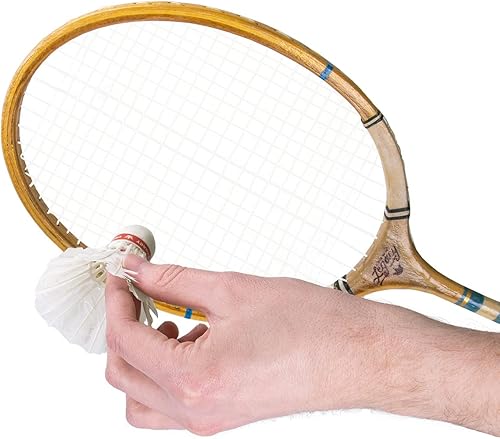 Miniatura 4 de Juego de bádminton vintage de lujo para 2 jugadores, incluye 2 raquetas de madera y 2 volantes