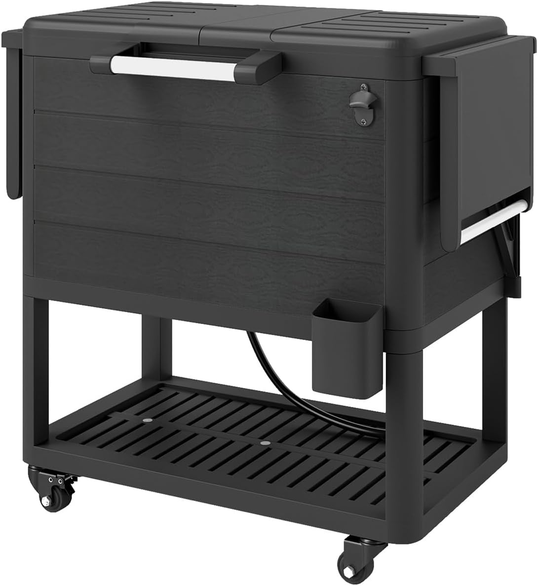 104-Quart Rolling Cooler Cart with 48-Hour Ice Retention, Lockable Wheels & Built-in Bottle Opener for Outdoor Kitchen, Backyard Parties and Camping