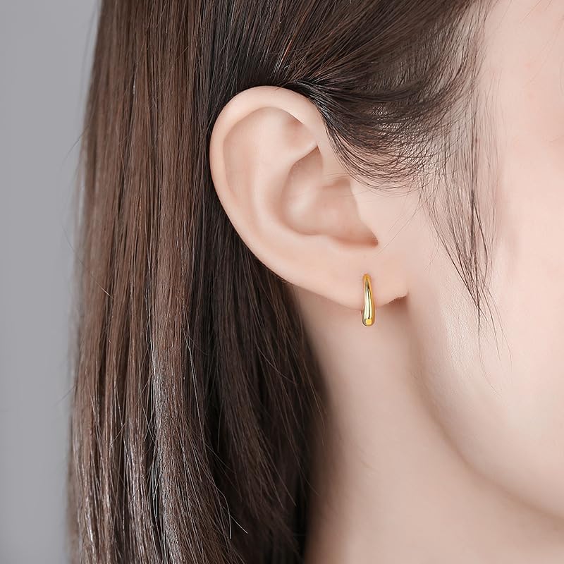 ZRU 3 Pairs Gold Stud Hoop Huggie Earrings Set for Women Men - Cartilage Studs, Small CZ Piercing, 18k Gold Plated - Dainty Trendy Gifts - Image 4