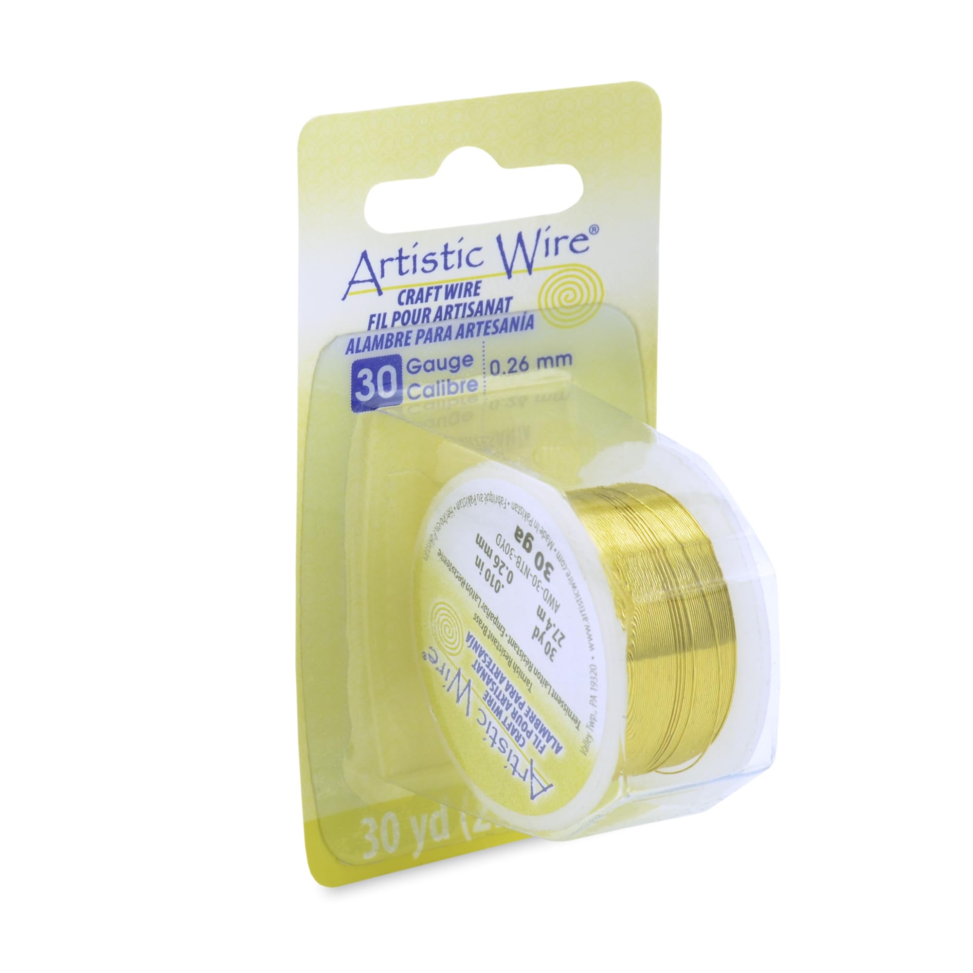 Artistic Wire 30 Gauge Tarnish Resistant Brass Craft Jewelry Wrapping Wire, Gold Color, 30 yd