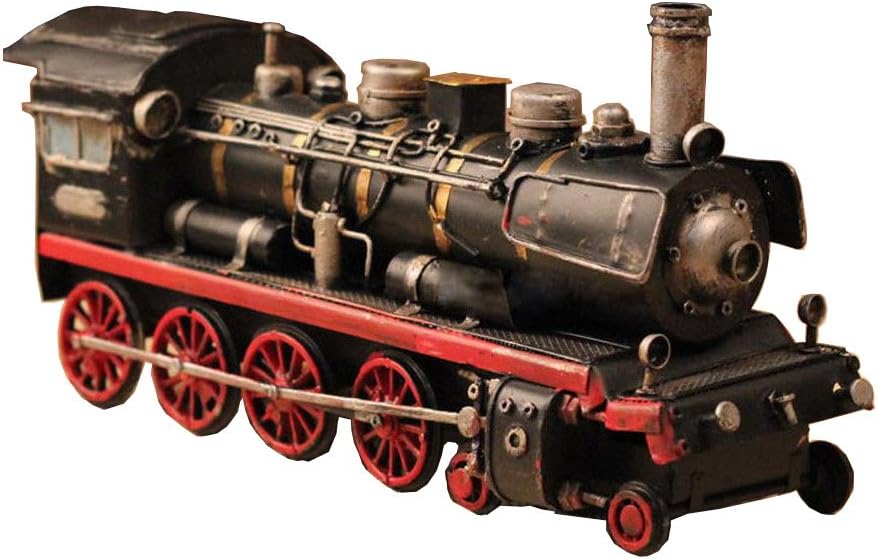 Vintage Retro 12" Hand Made Tin Metal Model Railroad Train Steam Locomotive Antiqued Decoration Iron Vehicle Model