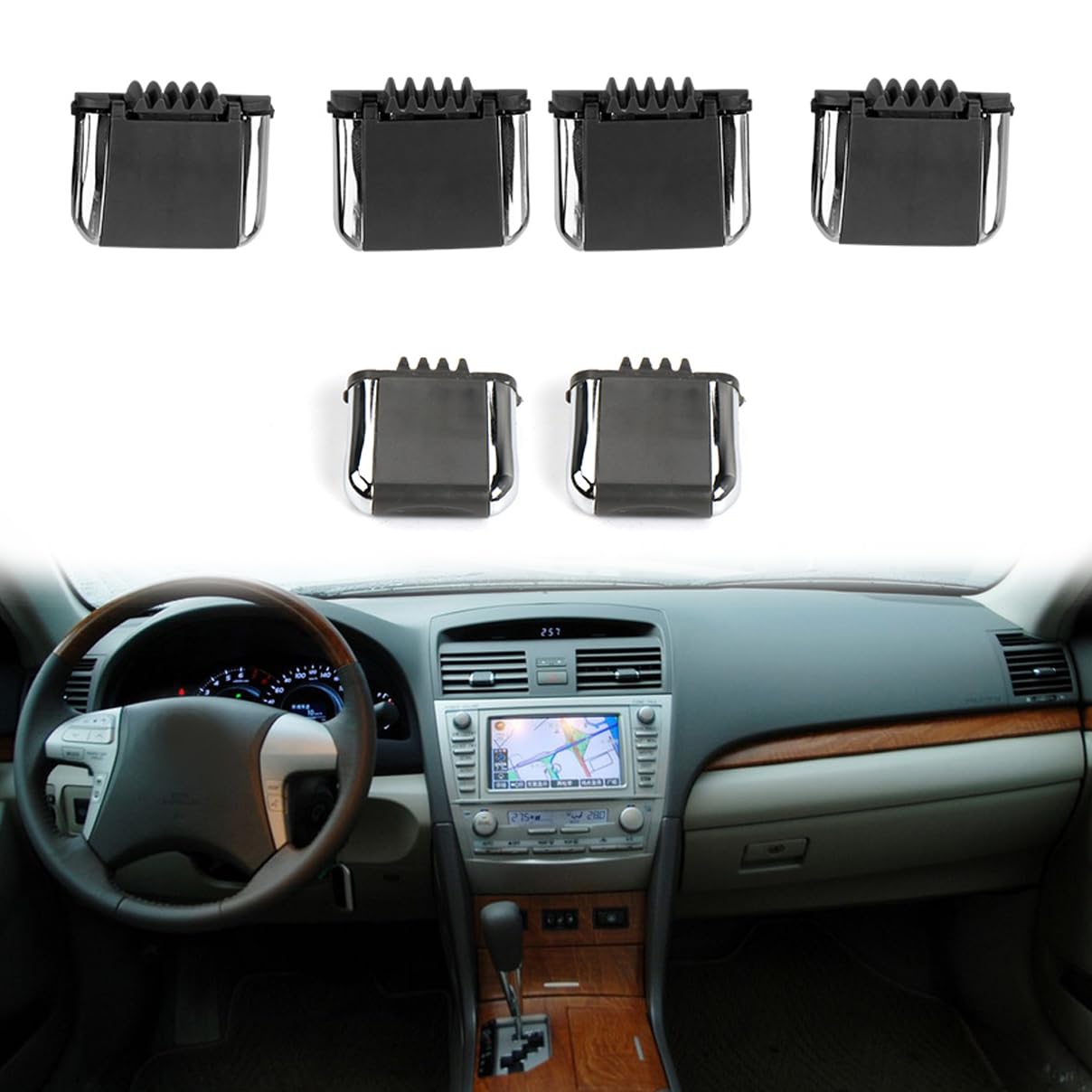 6PCS Front Rear A/C Air Vent Outlet Tab Clip Repair Kit for Toyota Camry 2006 2007 2008 2009 2010 2011