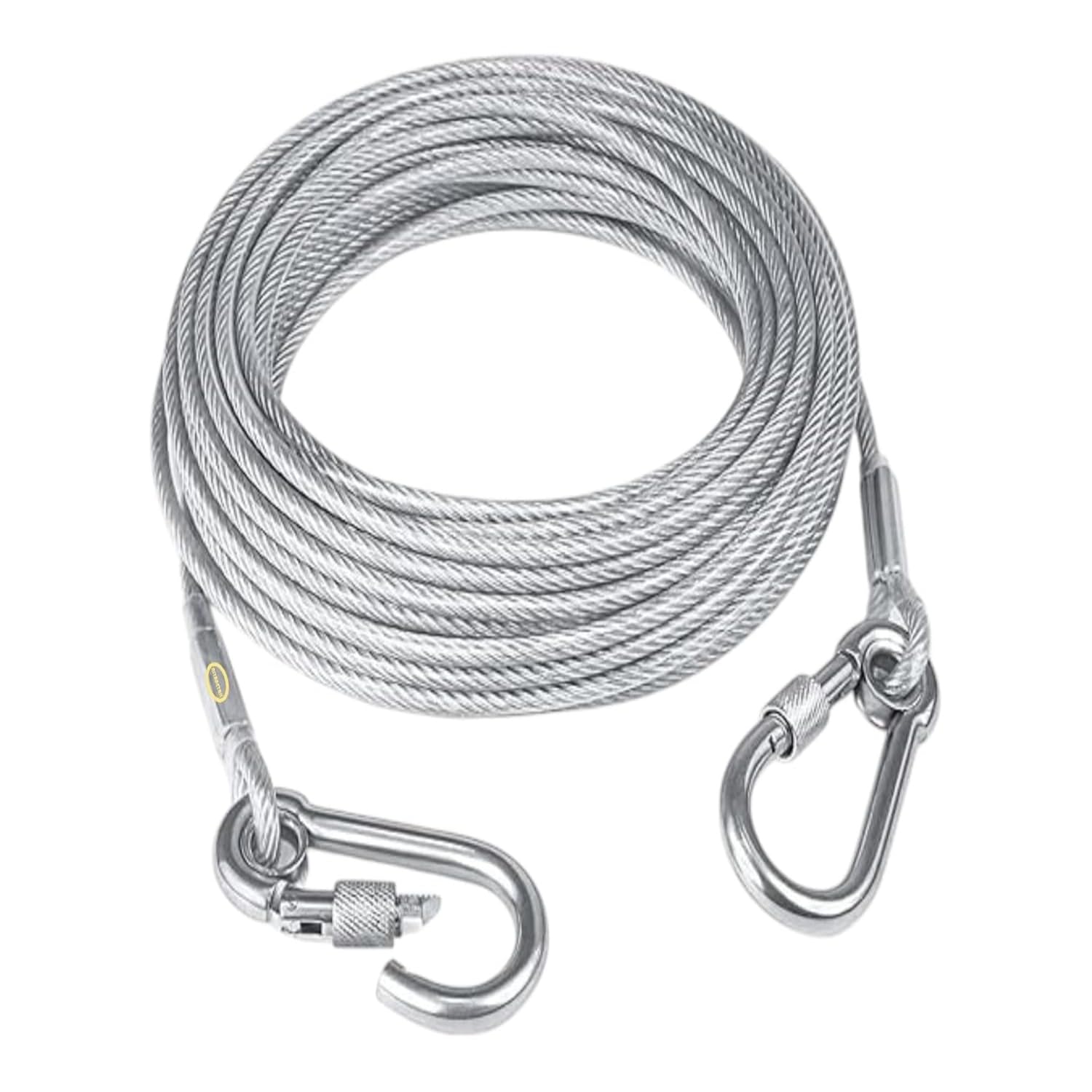 5M Heavy Duty Stainless Steel Wire Rope Cable, Dog Tie Out & Cloth Drying Line, Dual Carabiner Clips, Rust Proof Outdoor Multipurpose Cable-image-40