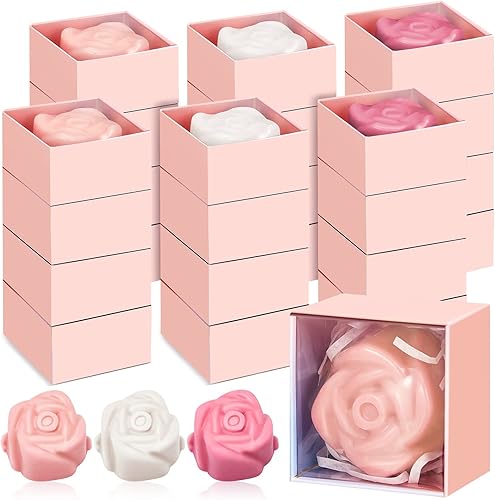 Loopeer 24 piezas de jabón de rosas, mini jabones, regalos de despedida de soltera, regalos de boda para invitados, decoración de baby shower,