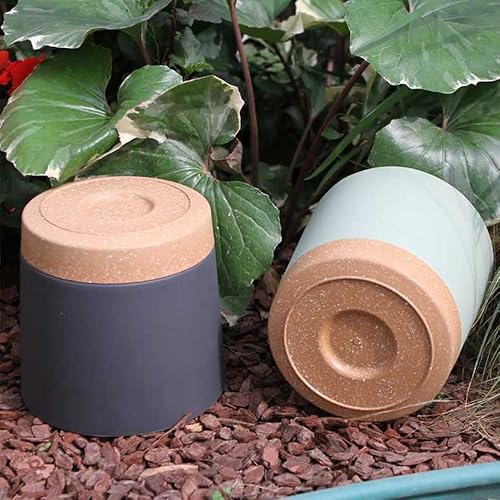 Miniatura 7 de ZMTECH Juego de 3 macetas de plástico de riego automático de 8 pulgadas con orificio de drenaje y platillo, maceta decorativa moderna para plantas