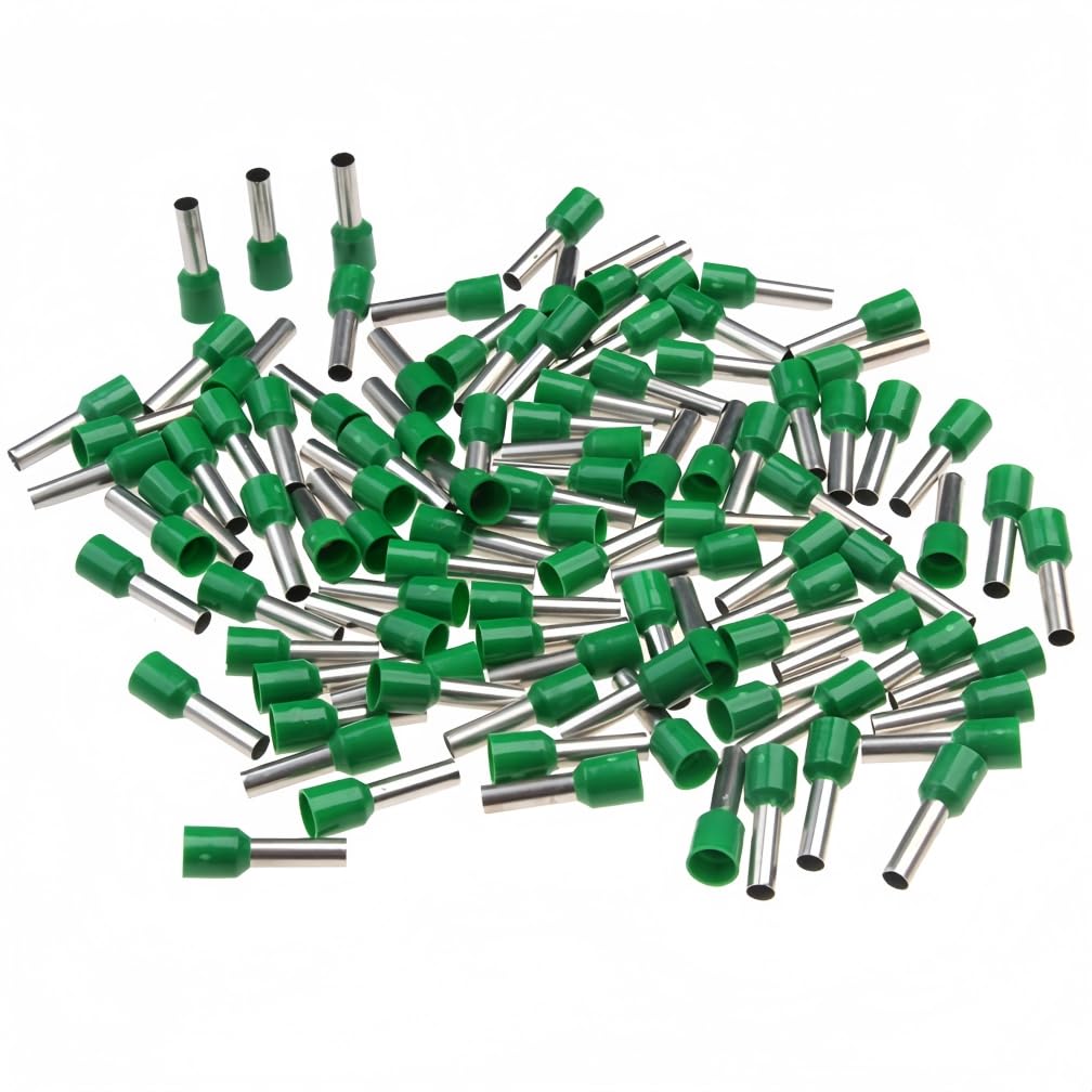ANSIEDIO 100Pcs Wire Terminal Ferrules 1.5mm² Terminal Crimp Connectors Insulated Electrical Ferrules (Green)