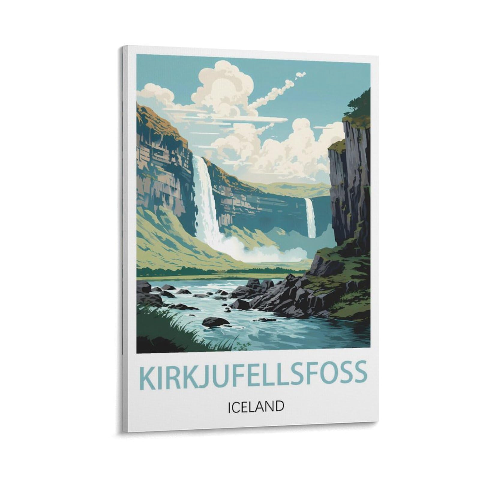 Losnabo Frame-Style Kirkjufellsfoss Iceland Vintage Travel Poster 08X12inch(20X30cm) Canvas Wall Poster And Art Picture Print Modern Home Bedroom Decor