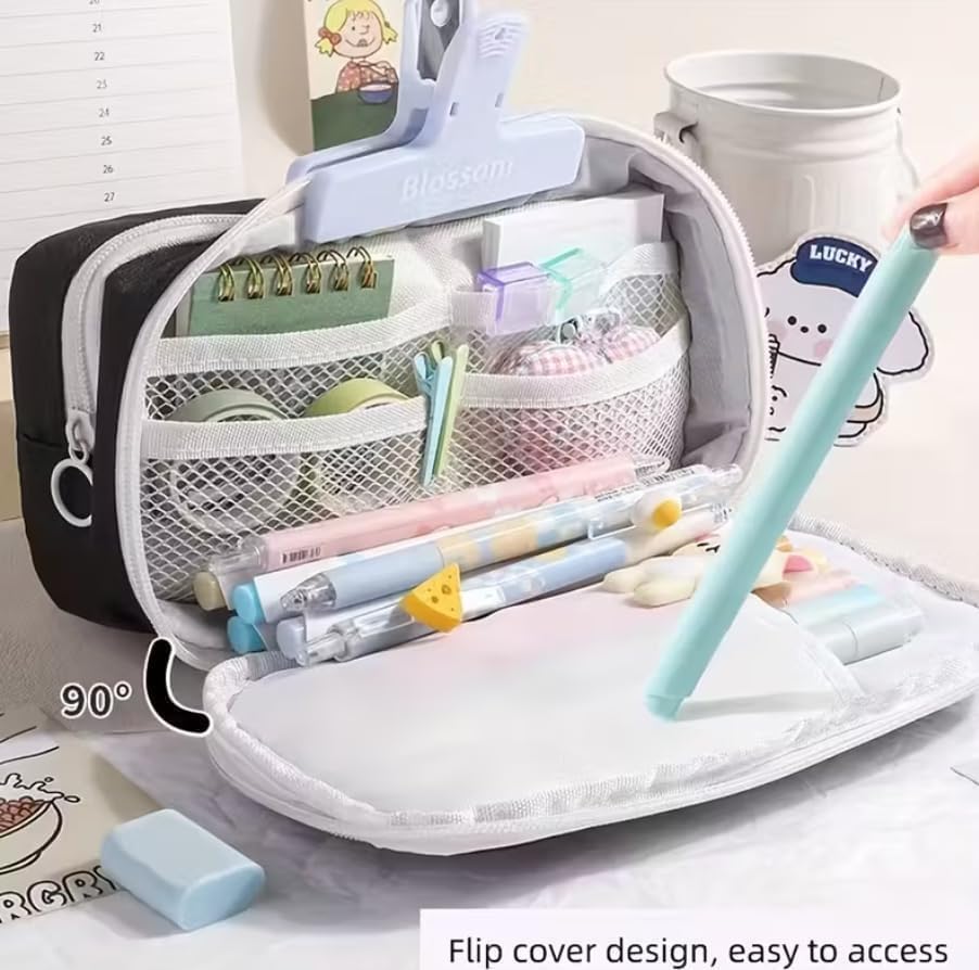 Image of Pencil Case Large Pencil Cases for Girls Boys Big Capacity Pencil Pouch with 3 Compartments School Stationary Office Aesthetic Pencil Pouch for School Kids College Students (Cute Dog)