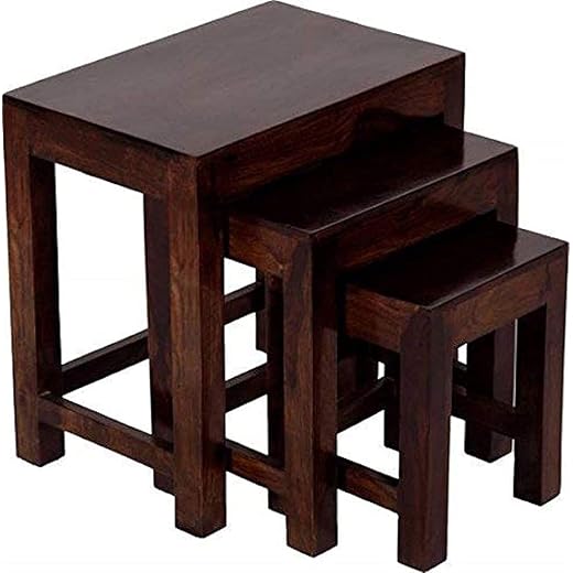 Solid Sheesham Wood Nesting Table Set of 3