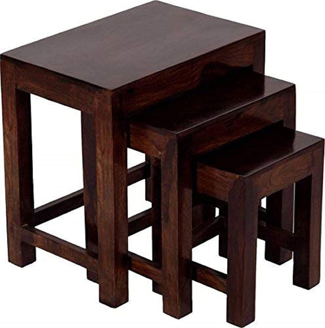 INDORIYA Solid Sheesham Wood Nesting Table Set of 3 Stools Bedside Table Nightstand Sofa Side Table End Table for Living Room Bedroom Home Office Wooden Furniture (Walnut Finish)-image-6