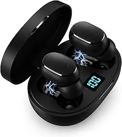 Fone de Ouvido Bluetooth 5.1 TWS Wireless com Visor LED, Som Hi-Fi Estéreo, Cancelamento de Ruído, Toque Inteligente, Bateria Longa, Microfone, Compatível com Android e iOS