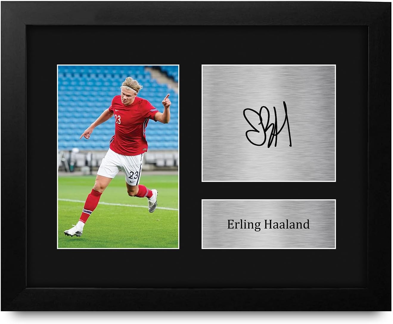 HWC Trading Erling Haaland Norway Gifts Printed Signed Autograph Picture for Soccer Fans and Supporters - US Letter Framed (ID-007787)