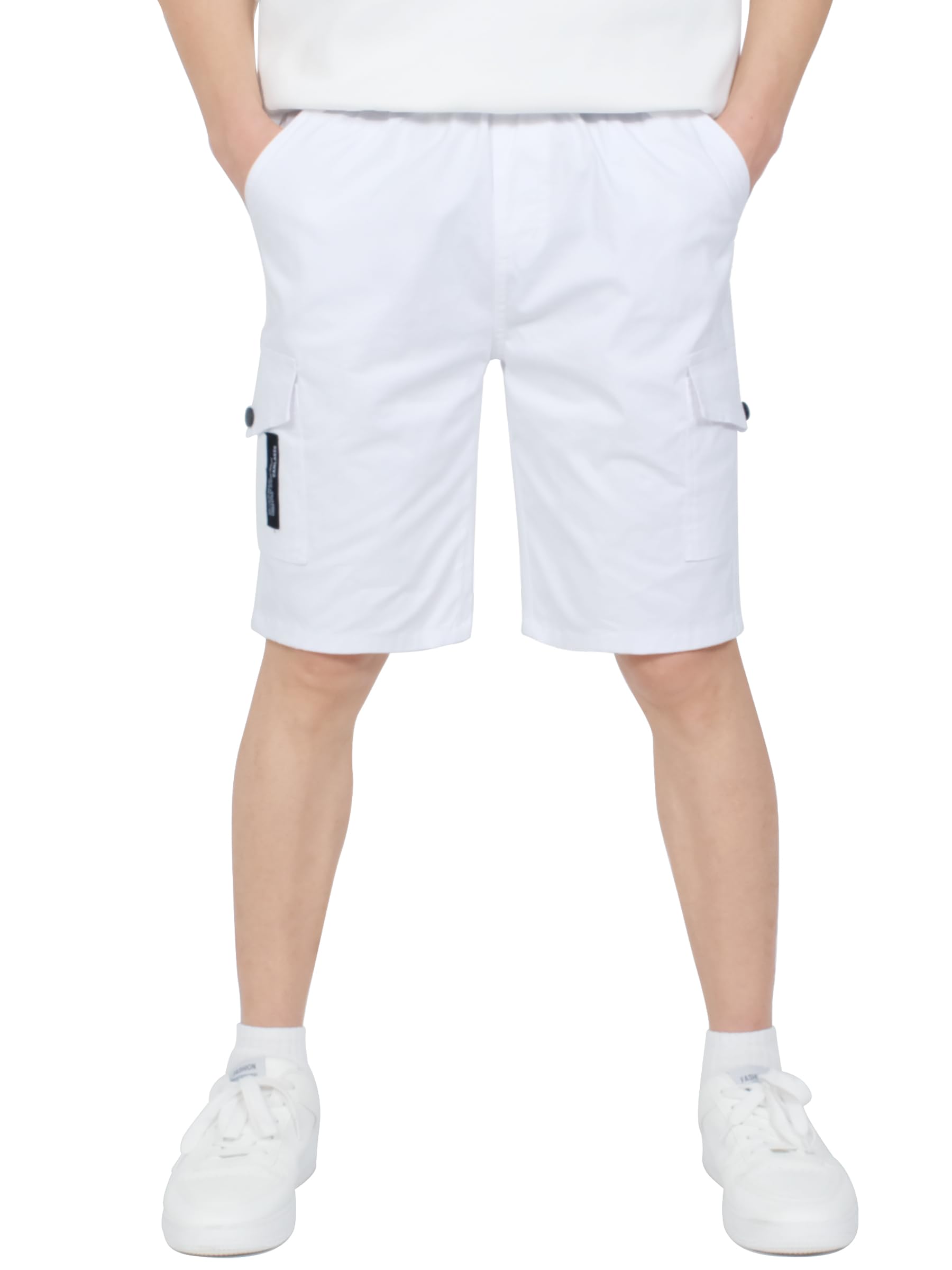 CAMLAKEE Boys Stretch Cargo Shorts Elastic Waist School Kids Twill Summer Short