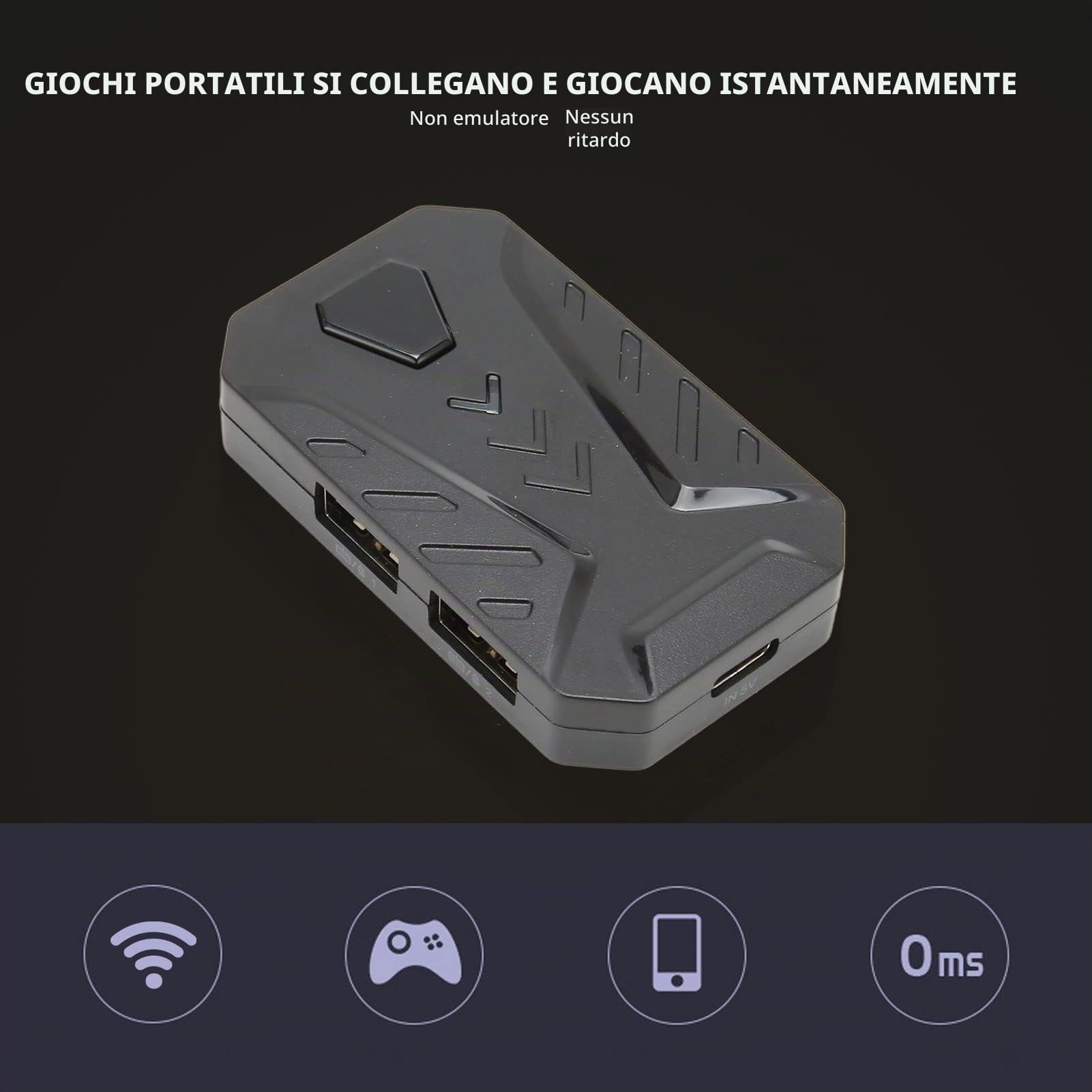 Combo Tastiera e Mouse da Gioco a Mezza Mano, Convertitore Mouse Tastiera Meccanica da Gioco 4 in 1, Tastiera Retroilluminata a LED a 39 Tasti Cablata per Android, Harmony, IOS da