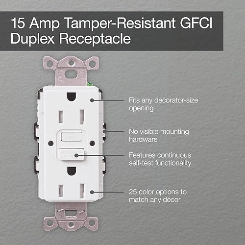 Miniatura 3 de Lutron Receptáculo dúplex GFCI resistente a manipulaciones, 15 amperios, marfil