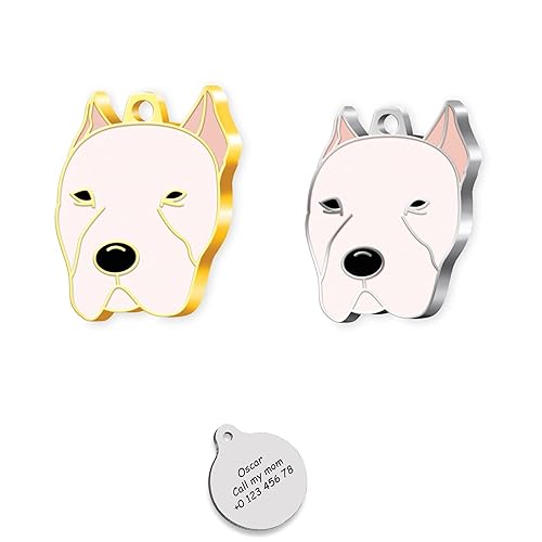 Dogo Argentino 24K Gold Plated - Silver Plated Dog Personalized Dog Tag - Dogo Argentino Custom Name Tag - Customized Pet Tags - Dog Name id Tag for