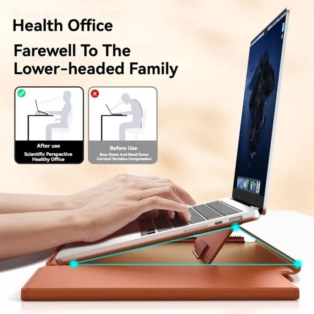 Custodia for laptop in pelle PU da 13-14/15-16 "con chiusura automatica custodia da trasporto multifunzione con supporto adatto for MacBook