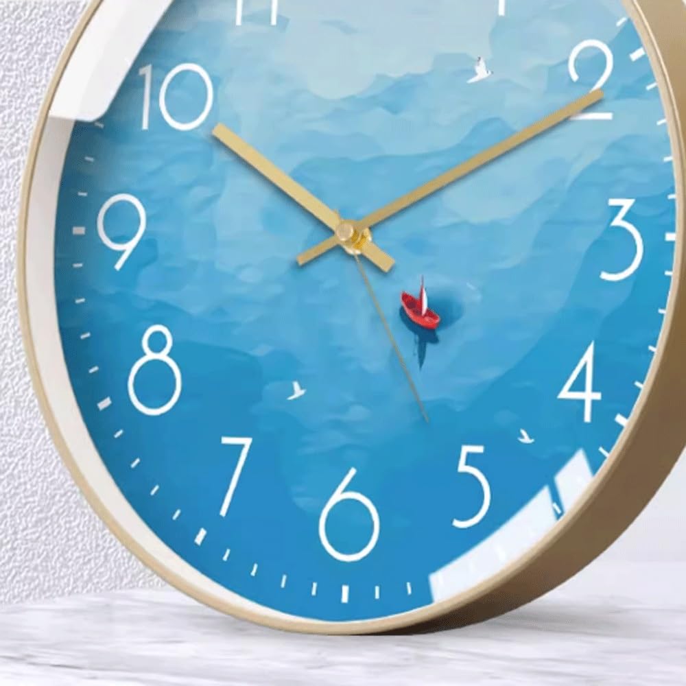 Reloj cocina Reloj de pared artístico casero simple y silencioso(Gold)