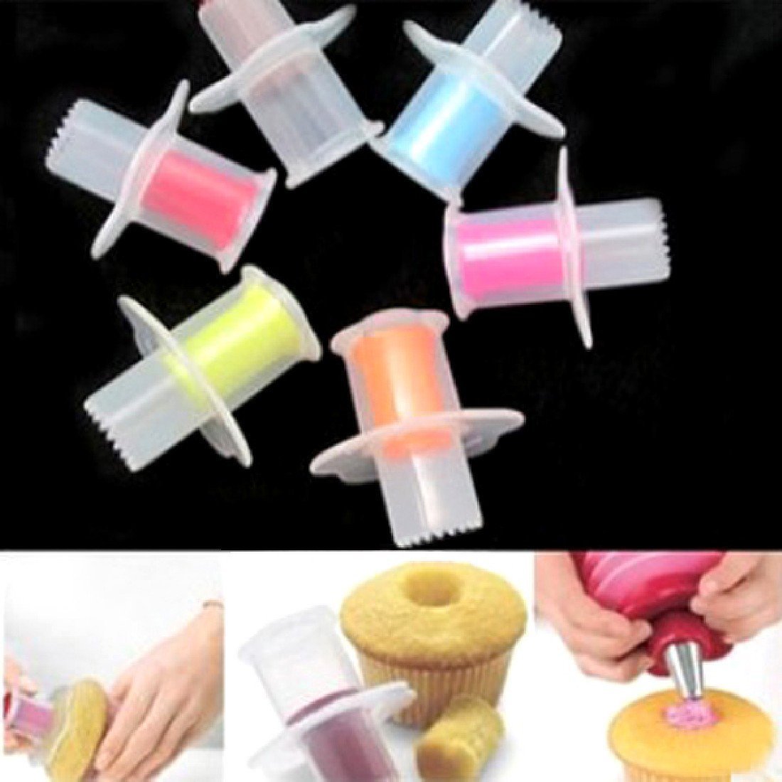 Gemini_mall® 2 Pack Cake Corer Cutter Plunger Pastry Cupcake Decorating Divider Filler Model, Random Colour
