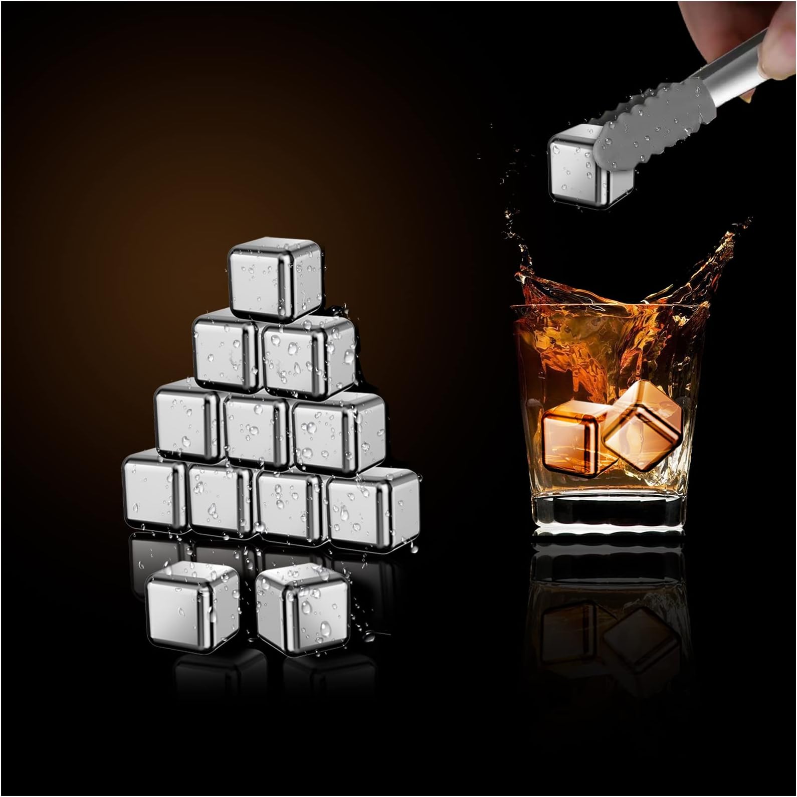 Metal Ice Cubes, 6 PCS Stainless Steel Metal Reusable Ice Cubes for Drinks Home