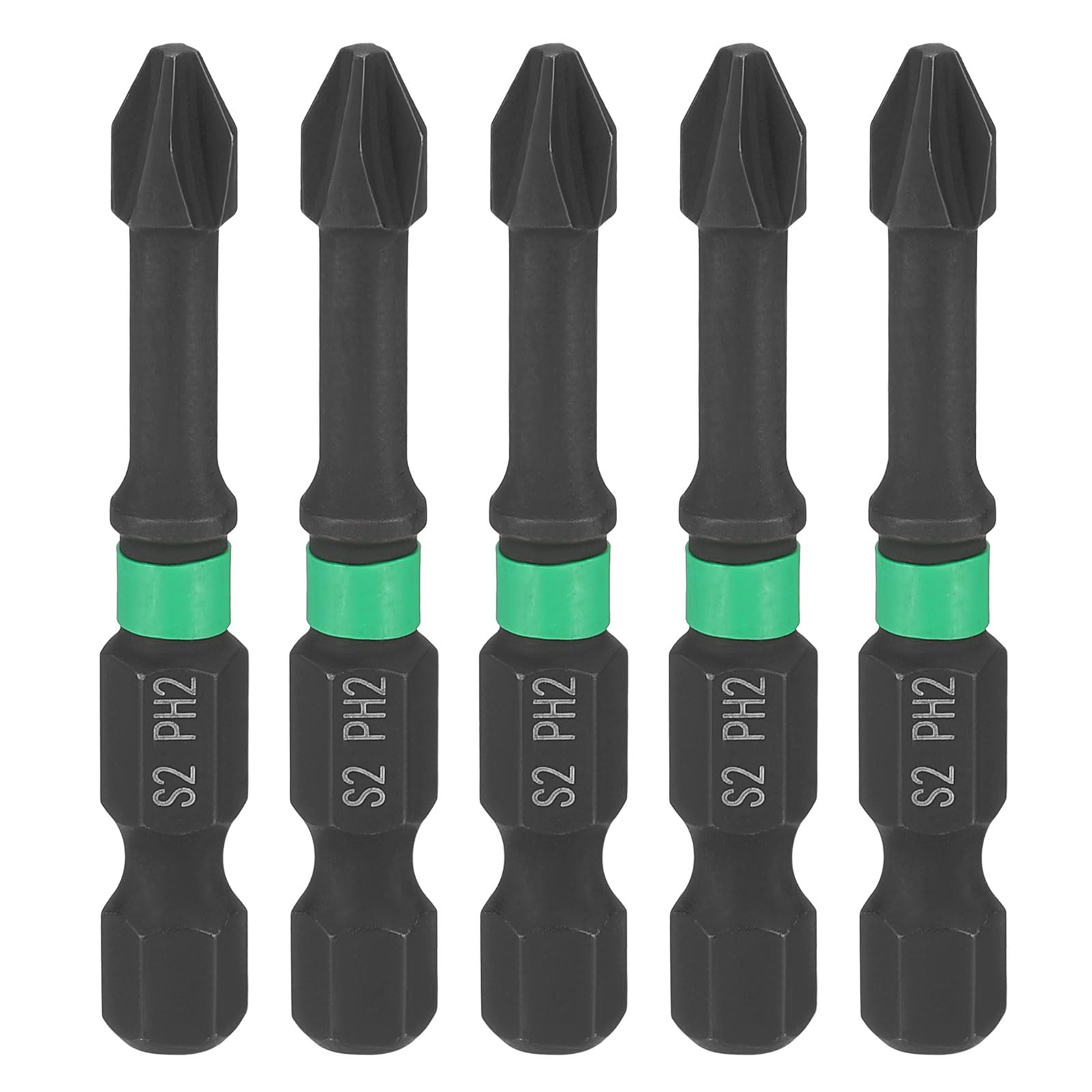sourcing map 5pcs #2 Impact Phillips Screwdriver Bit PH2 1/4" Hex Shank 2" (50mm) Length 6mm Rod Magnetic Cross Head Drill Bits S2 Steel Industrial Screw Drivers for Impact Power Tools