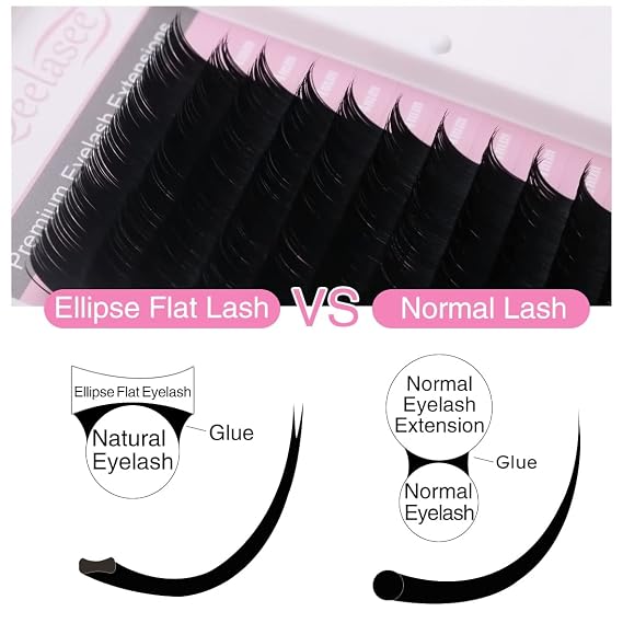 Ellipse Eyelash Extension 0.20 CC Curl 10mm Flat Eyelashes False Mink Individual Eyelash Extension Professional Salon Used by Qeelasee