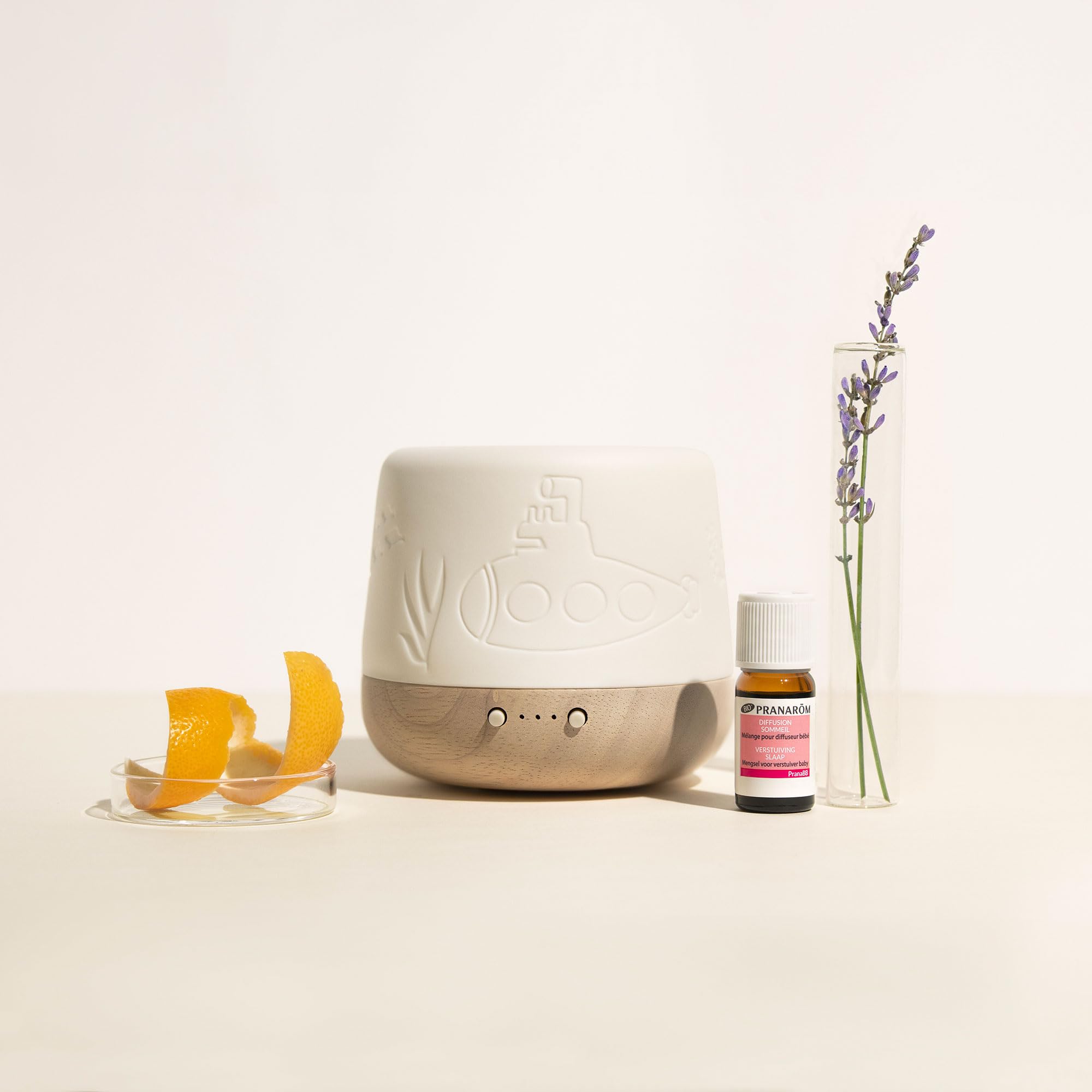 Pranarôm Diffuseur CERABB Huiles Essentielles Bébé | Diffusion douce et sécurisante, favorise le sommeil. Double fonction diffuseur et veilleuse.