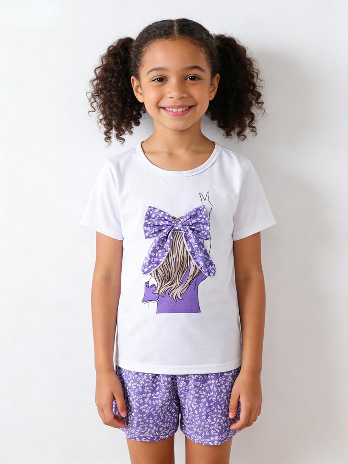 Size 7-14 Years Girl Summer Clothes 2 Piece Outfits Letter Print T-Shirt&Top Shorts Tracksuit Sets