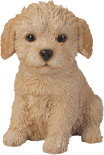 Pacific Giftware Adorable figura coleccionable de cachorro de Labradoodle sentado increíble imagen de perro pintada a mano de resina de 6.5