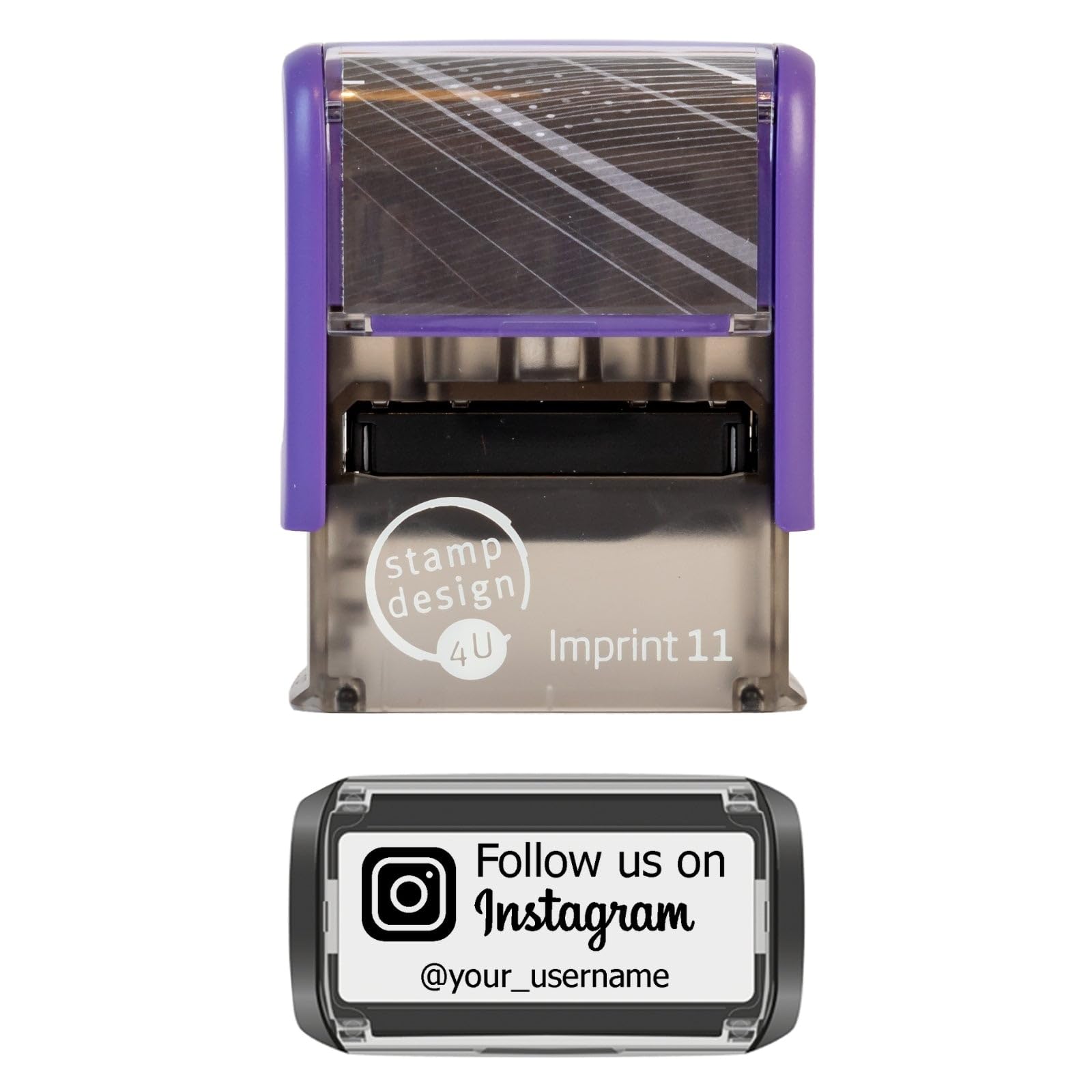 Personalised Social Media Custom Stamp Self Inking - Follow us on Instagram in Black Ink