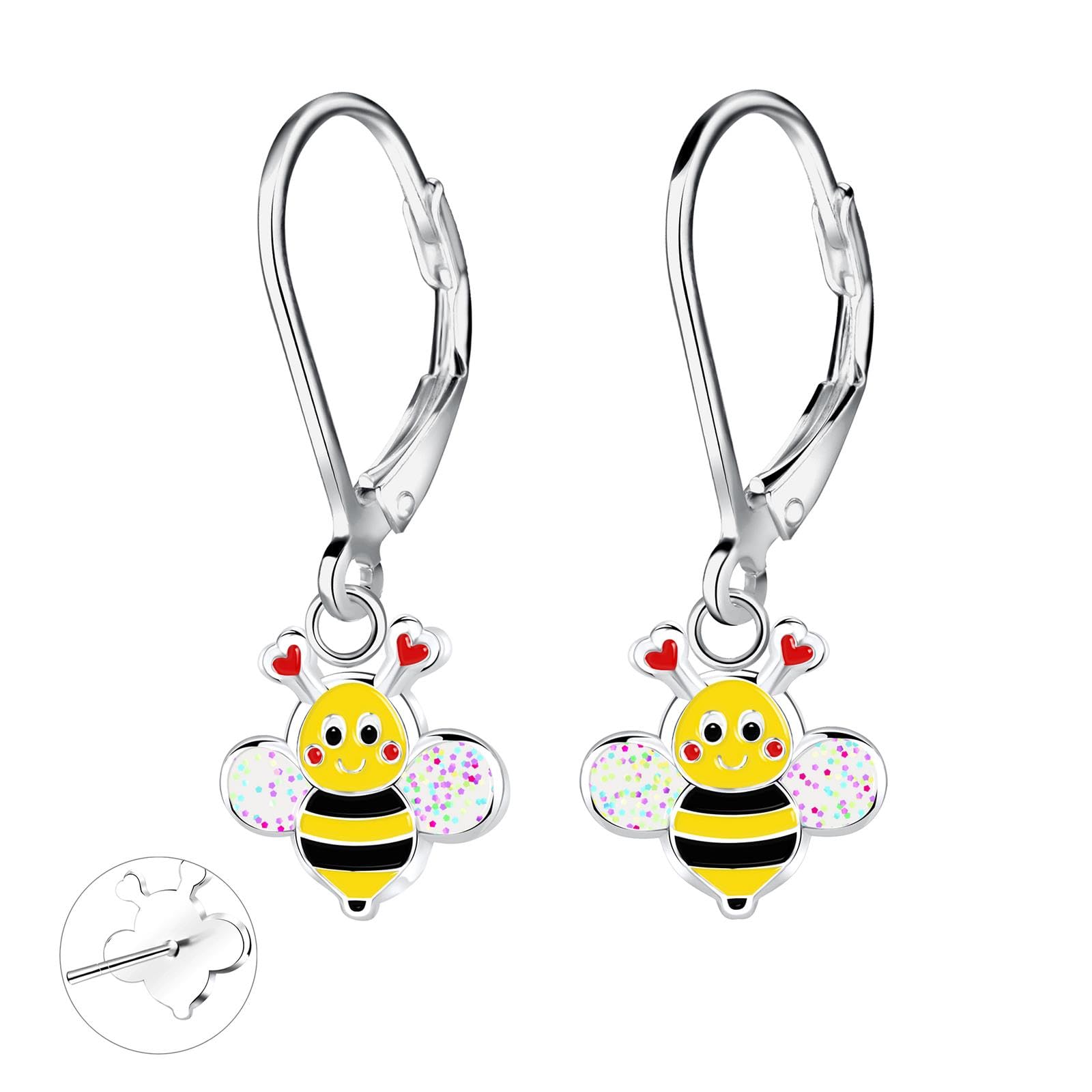Monkimau Api Bambini e ragazze, Orecchini, orecchini a bottone, gioielli per orecchie, in argento sterling 925, ipoallergenico e senza nichel, 9 mm x 10 mm, per bambini e ragazze