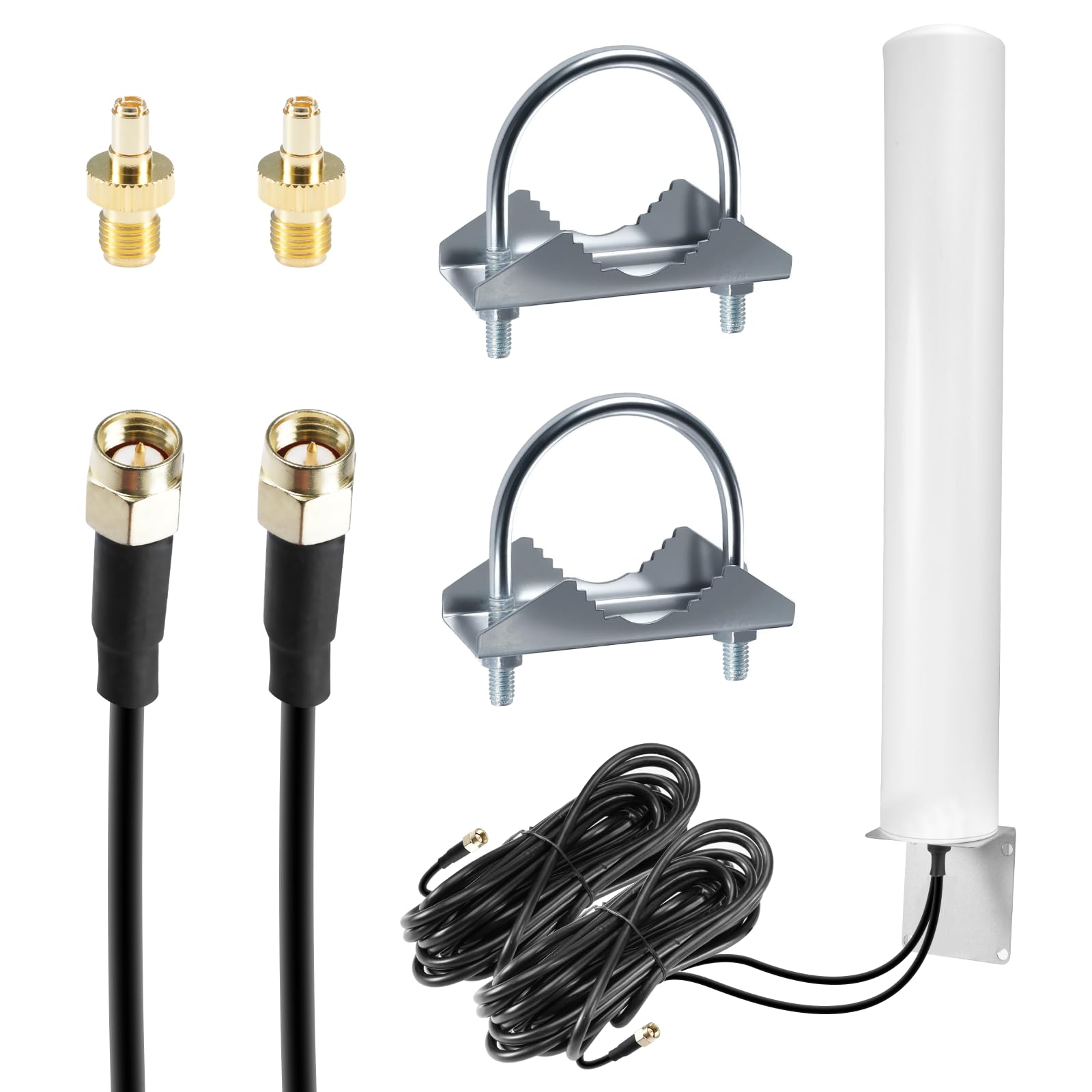 High Gain 4,5dBi 4G 5G Antenne Externe 700-6000MHz 2X2 MimoAntenne LTE 5G NR Mobile Antenne Extérieure Connecteur SMA avec 2 × 5M Câble Coaxial à Faible Perte/TS9