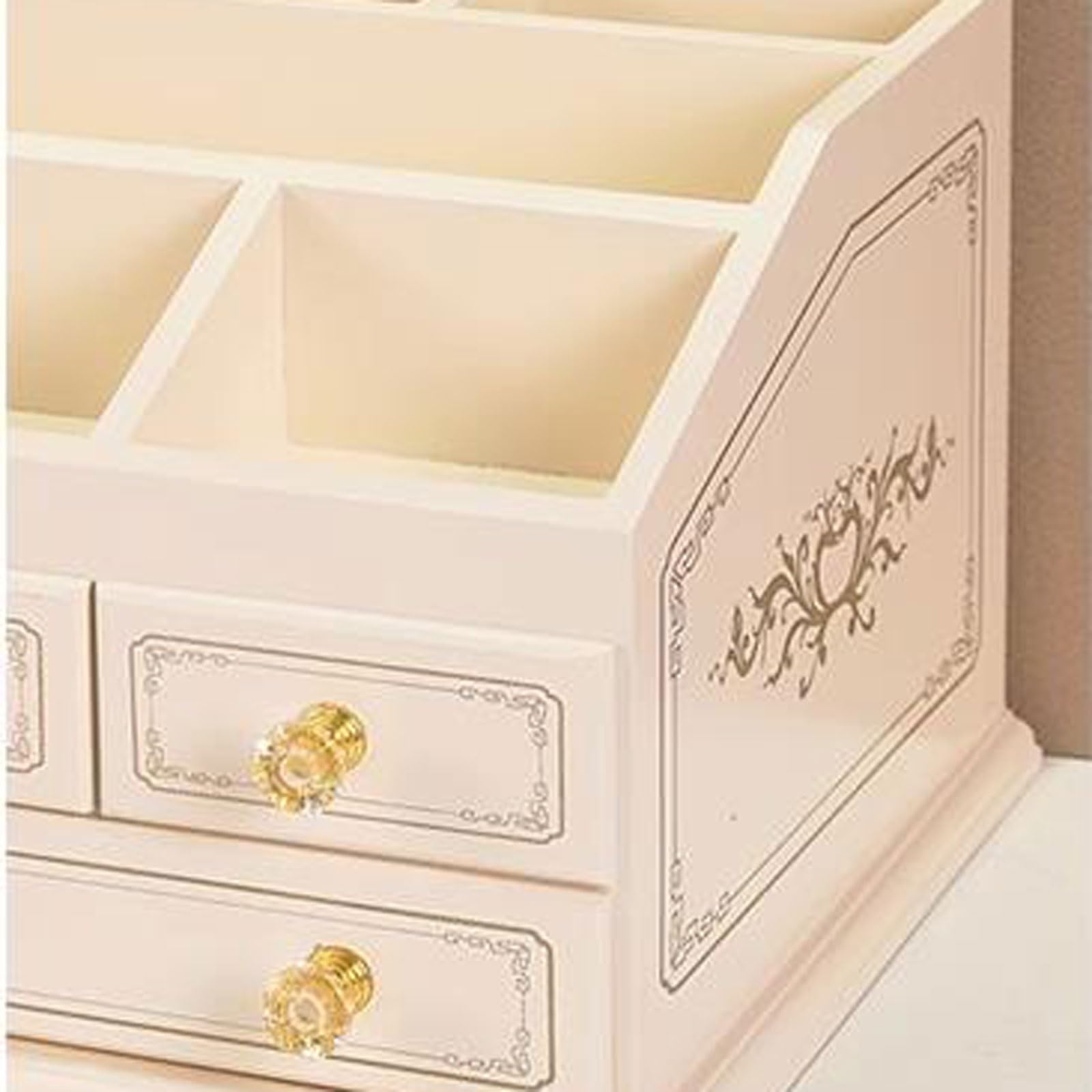 Beauty case in legno per trucchi, con 3 cassetti, organizer per cosmetici, porta pennelli da trucco per comò e bagno