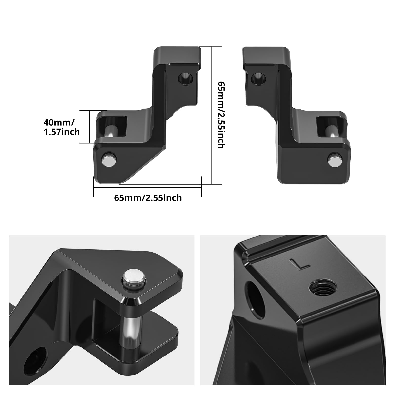 NICECNC Aluminium Beifahrer-Fußstütze Tieferlegungssatz kompatibel mit BMW R1250GS Adventure/R1250GS, Schwarz, Siehe Passform