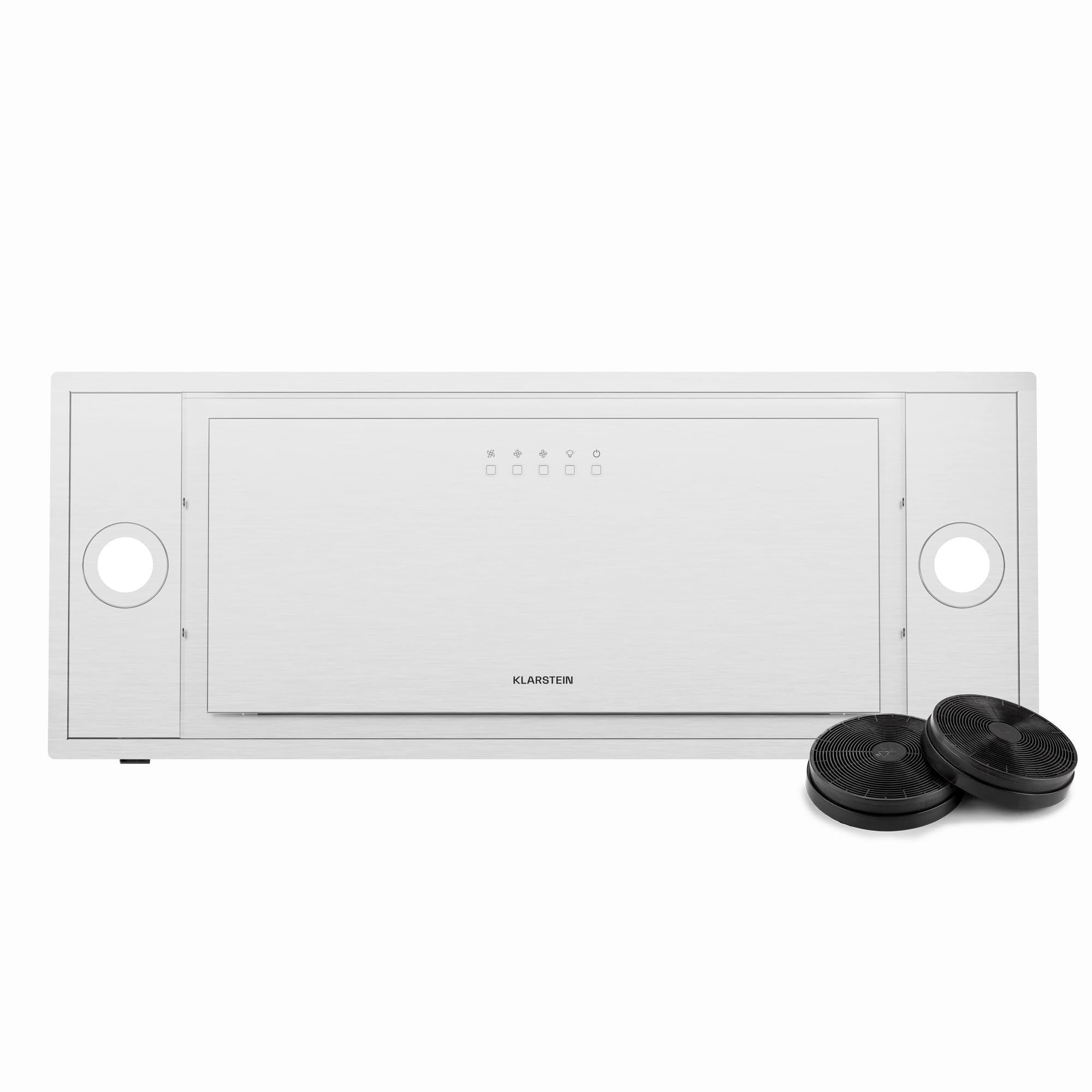 Klarstein TurboMax Hotte Aspirante, 75cm Hotte Cuisine Intégrée, 380 m³/h Débit d'Air, Énergie A+, LED, Filtre à Charbon & Aluminium, 3 Vitesses, Design Discret