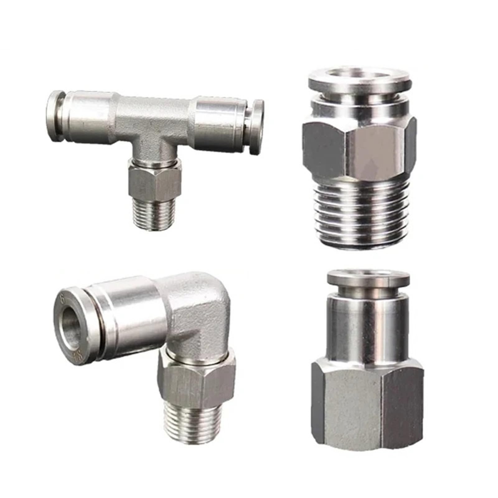 304 Stainless Steel Pneumatic Hose Fitting PC PCF PL PLF PB Air Tube Connector 1/8 1/4 3/8 1/2 Pipe Thread(8-03 (8mm-3l8),PC)