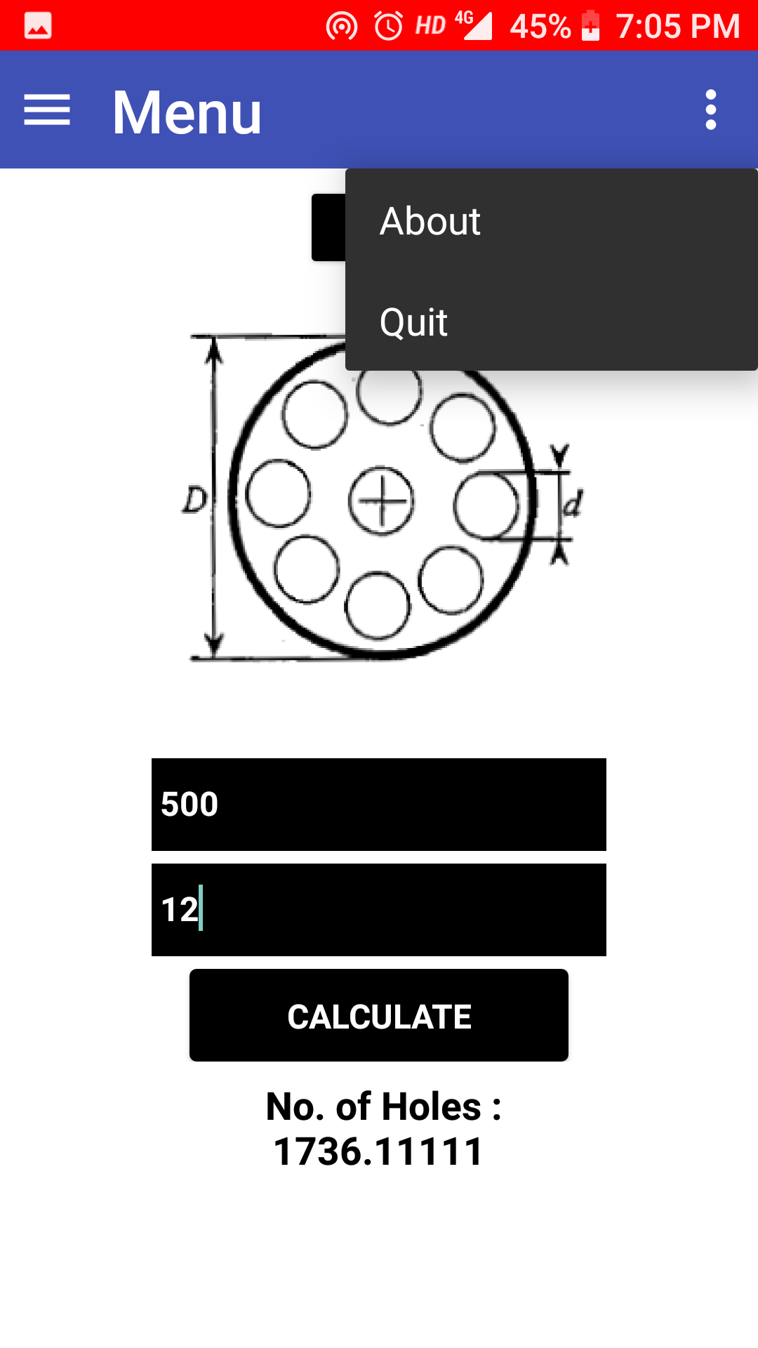 No. of Holes Calculator App on Amazon Appstore