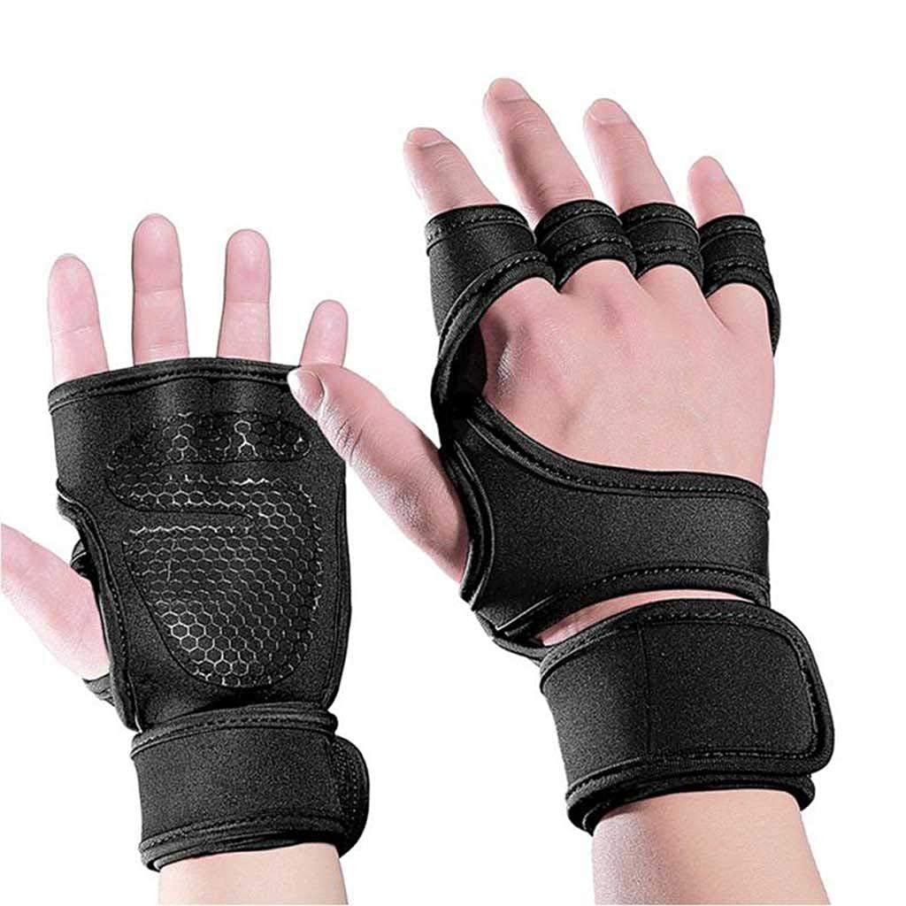 YDBTLBGH Unisex-Handschuhe Für Erwachsene Indoor Sports Hälfte Finger Handschuhe Gewichtheben Anti-Skid Reiten Hard Pull Mittes Handgelenk-Band Für Trainingsgymnastik Mann Und Frau/B/Xl. Sport & Freizeit