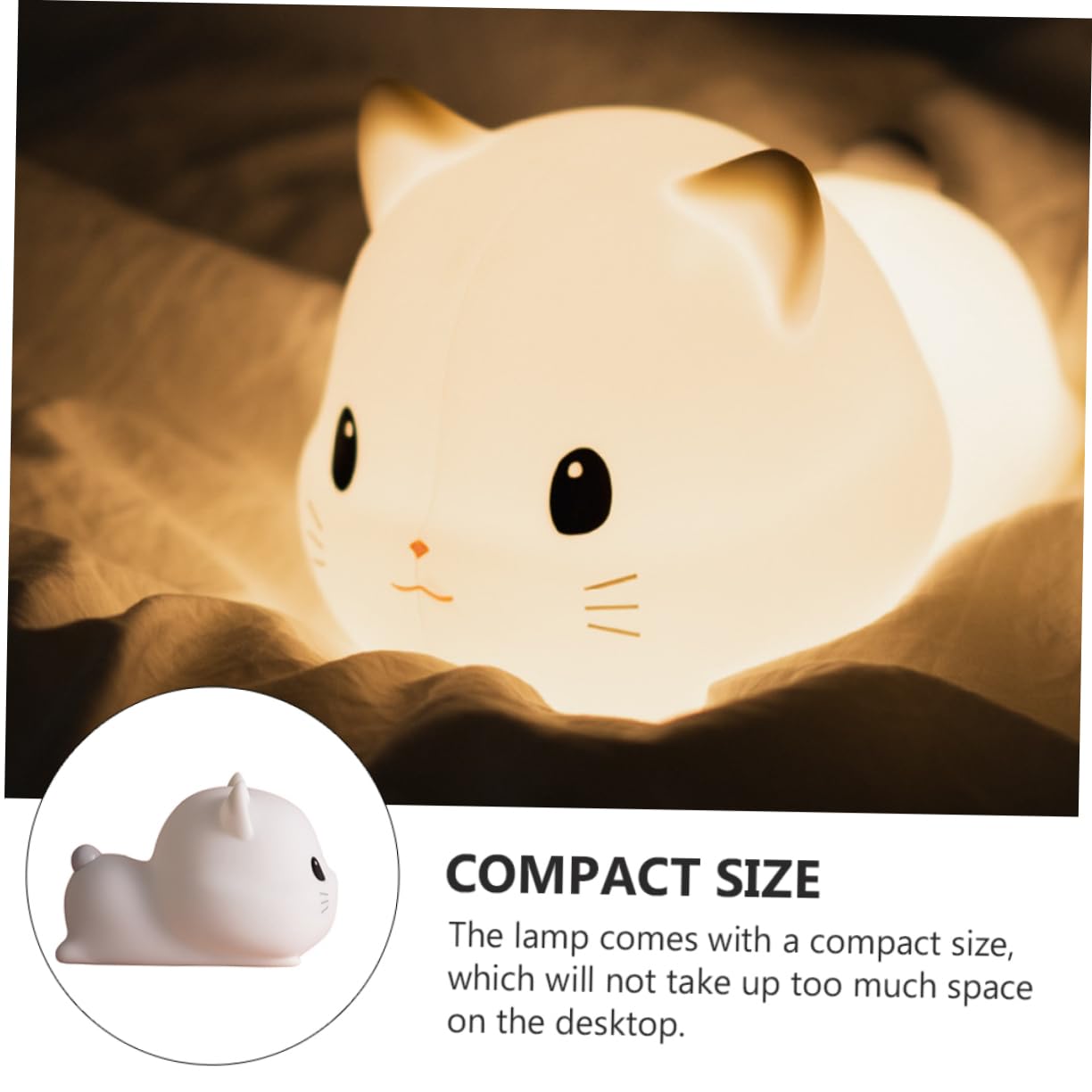 OSALADI Lampada da Notte Gatto in Silicone Usb, Luce per Camera Bianca