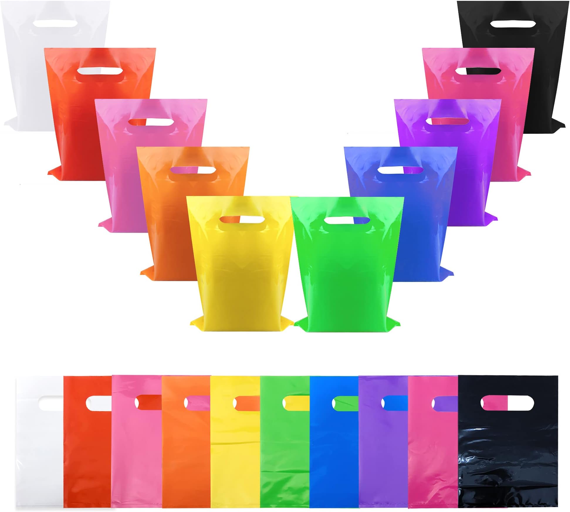 TOSPARTY 80PCS Color Plastic Party Favor Bags Colorful Plastic Goody Bags for Birthday Parties Carnival Halloween Christmas Wedding Baby Shower 6x8 Inch