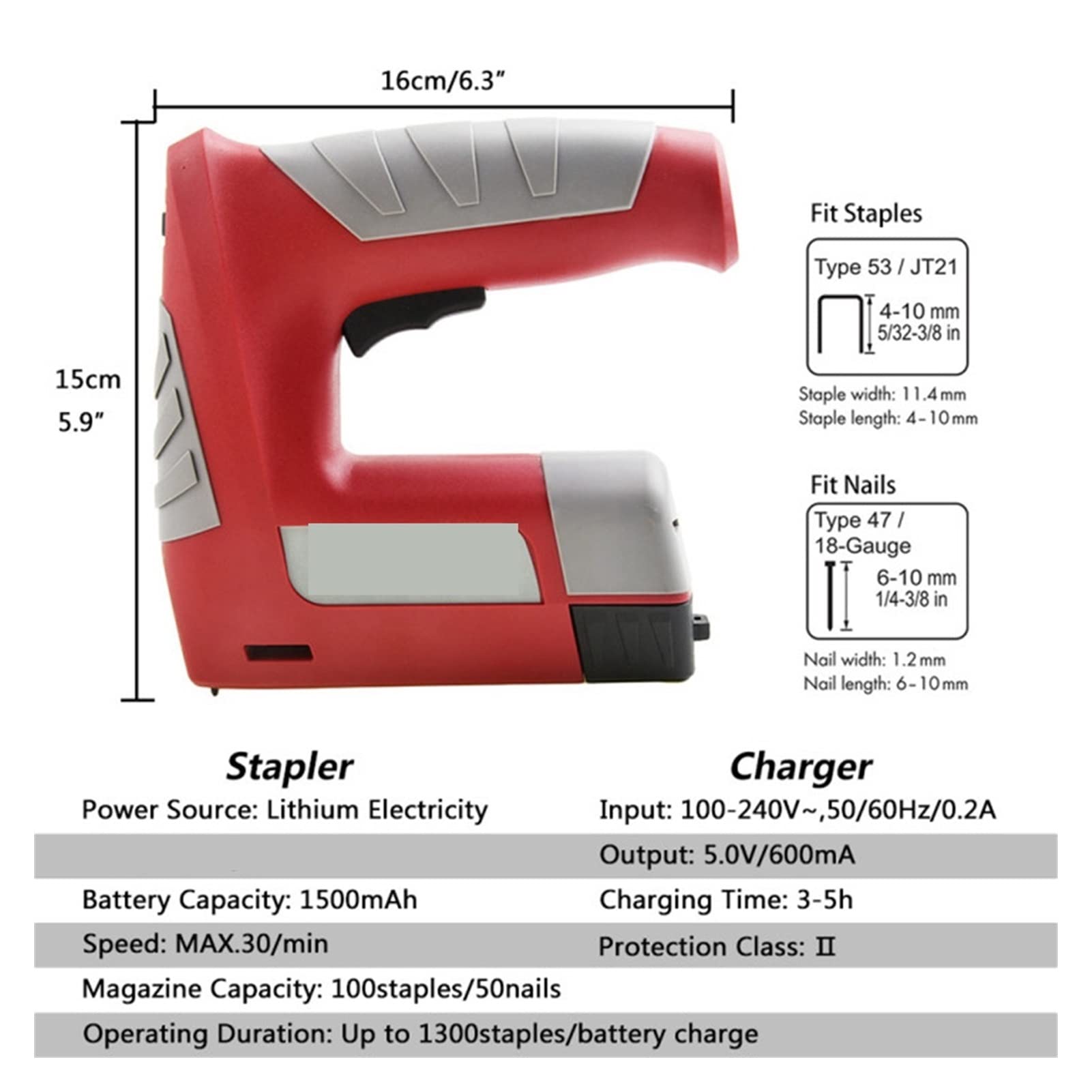 Nailer de encuadre Grapadora eléctrica Litio-Ion inalámbrico Pistola de clavos, pistola de clavos, clavadora, muebles de grapadora Bricolaje Marco de madera de herramientas Herramientas de carpintería