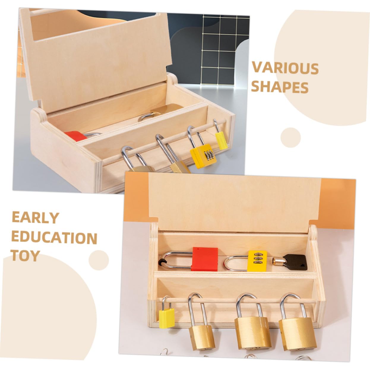 Juego de Juguetes de Aprendizaje Cerradura de Madera
