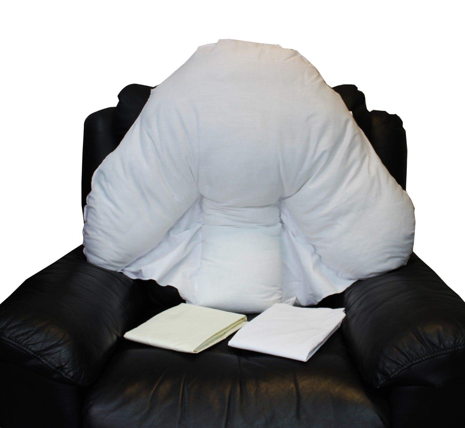 BEDWAYAnti-Allergy ORTHOPAEDIC Soft BATWING PILLOW With 2 FREE 68 PICK Poly-cotton COVERS - [White + Cream]