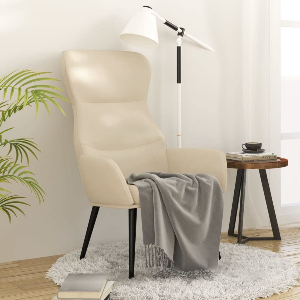 Relaxsessel Creme Stoff, Dick Gepolsterter Wohnzimmersessel mit Metallrahmen, Gemütlicher Lesesessel für Schlafzimmer und Wohnzimmer, Bequemer Akzentsessel