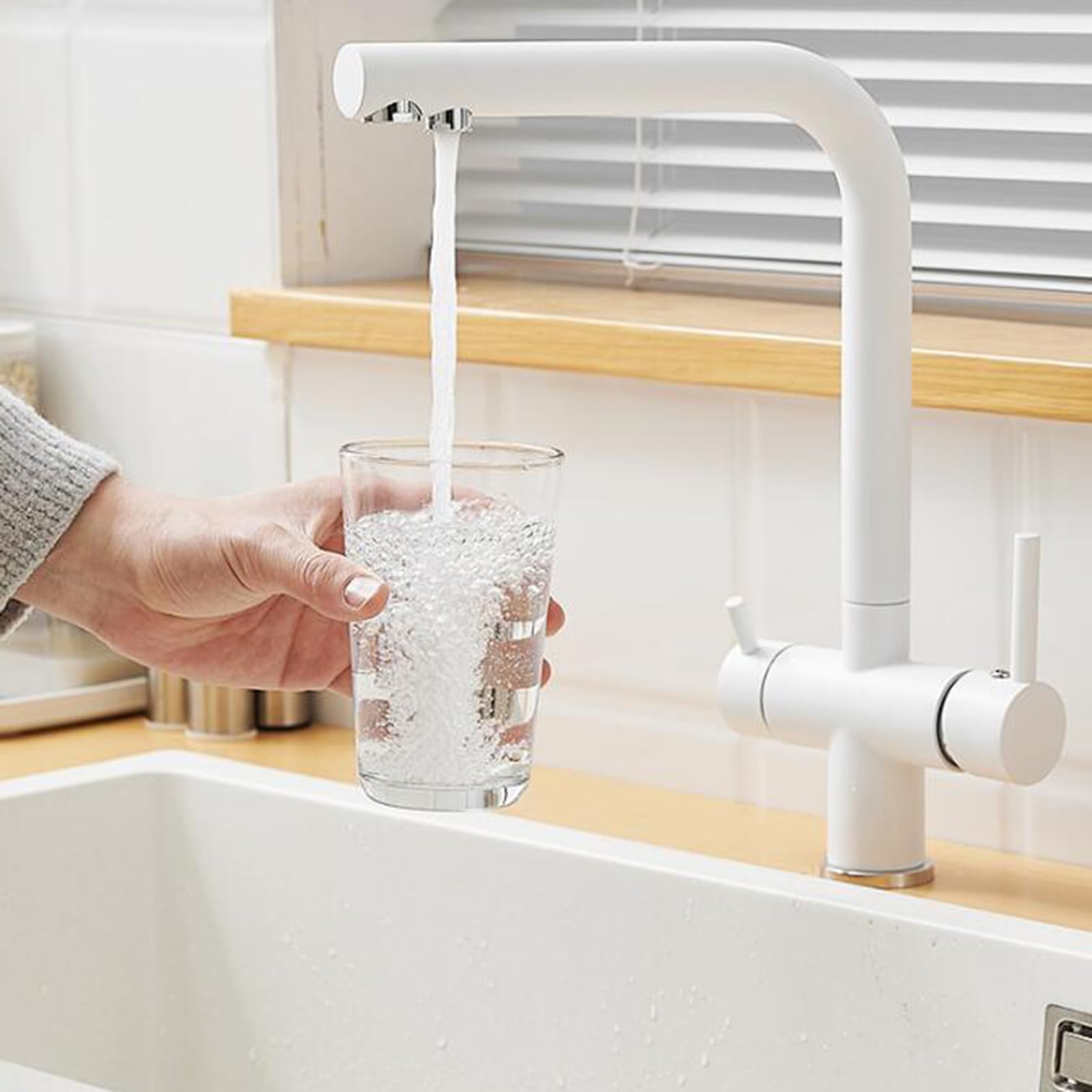 Robinet de cuisine 3 voies laiton mitigeur évier anti fuite