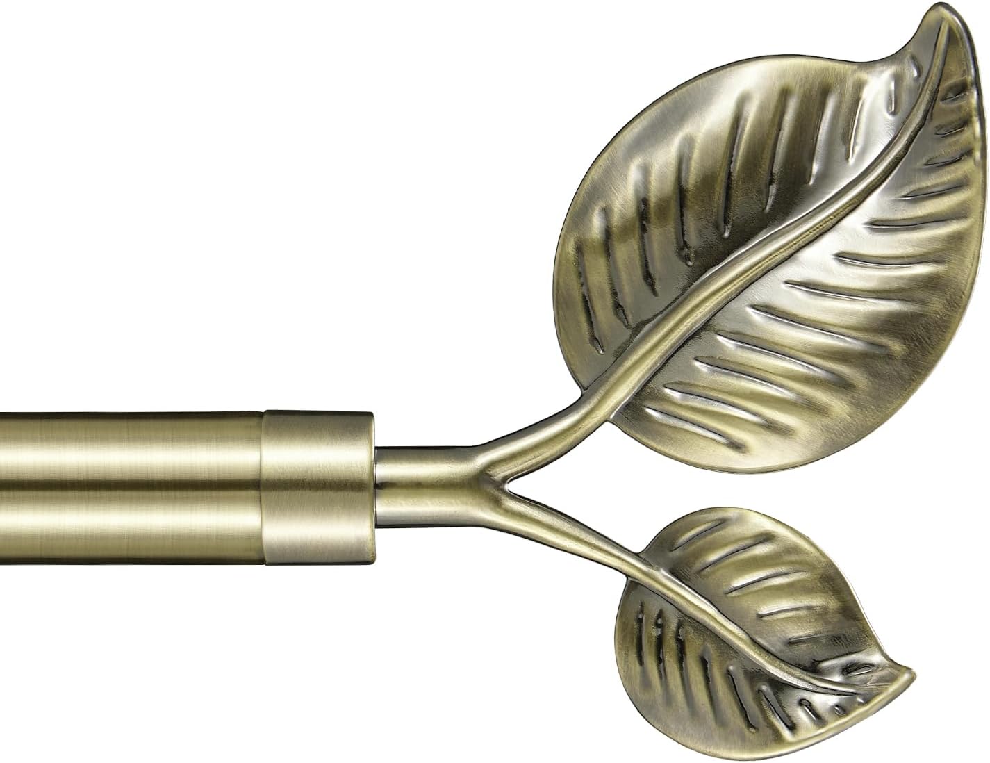 Decorative Curtain Rod with Leaf Finials, 1Inch Diameter 28-48 Inch Adjustable Length Single Drapery Window Rods Telescoping Structure, Antique Bronze Antique Bronze 28-48"